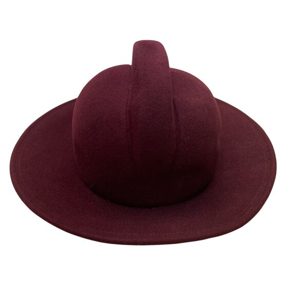 Bill Blass Burgundy Wool Unisex Wide Brim Hat Unique Dome Design Large - Picture 6 of 12